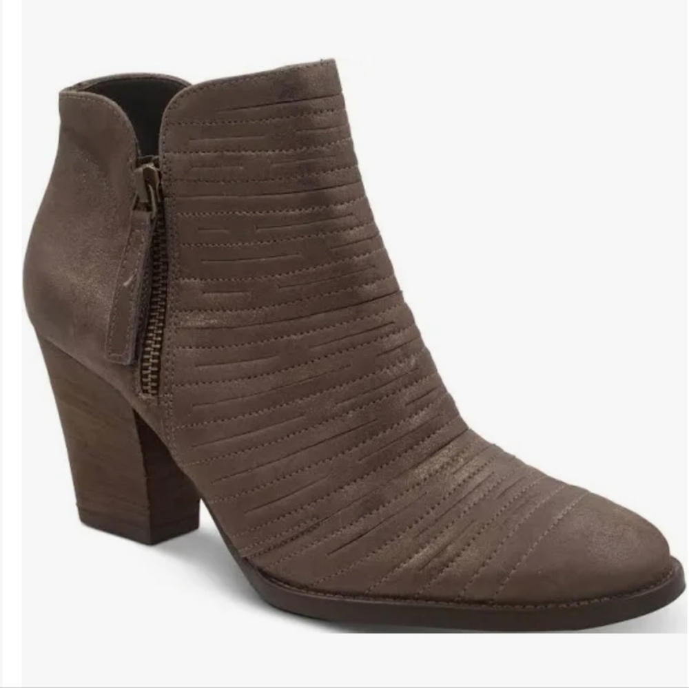 PAUL GREEN Malibu Double Zip Metallic Soft Ankle Boot Bootie Gray Leather Chic